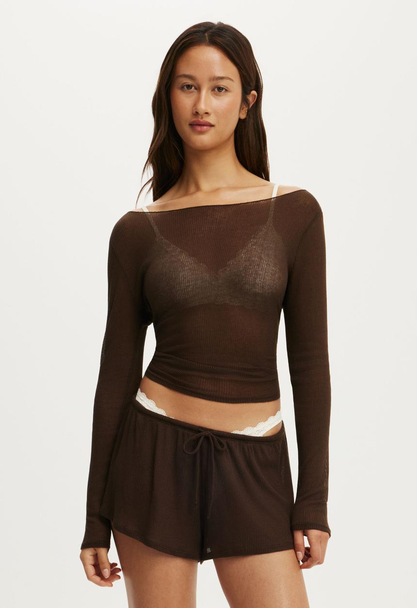 Cotton On - Sheer Shorts - Toffee Bean