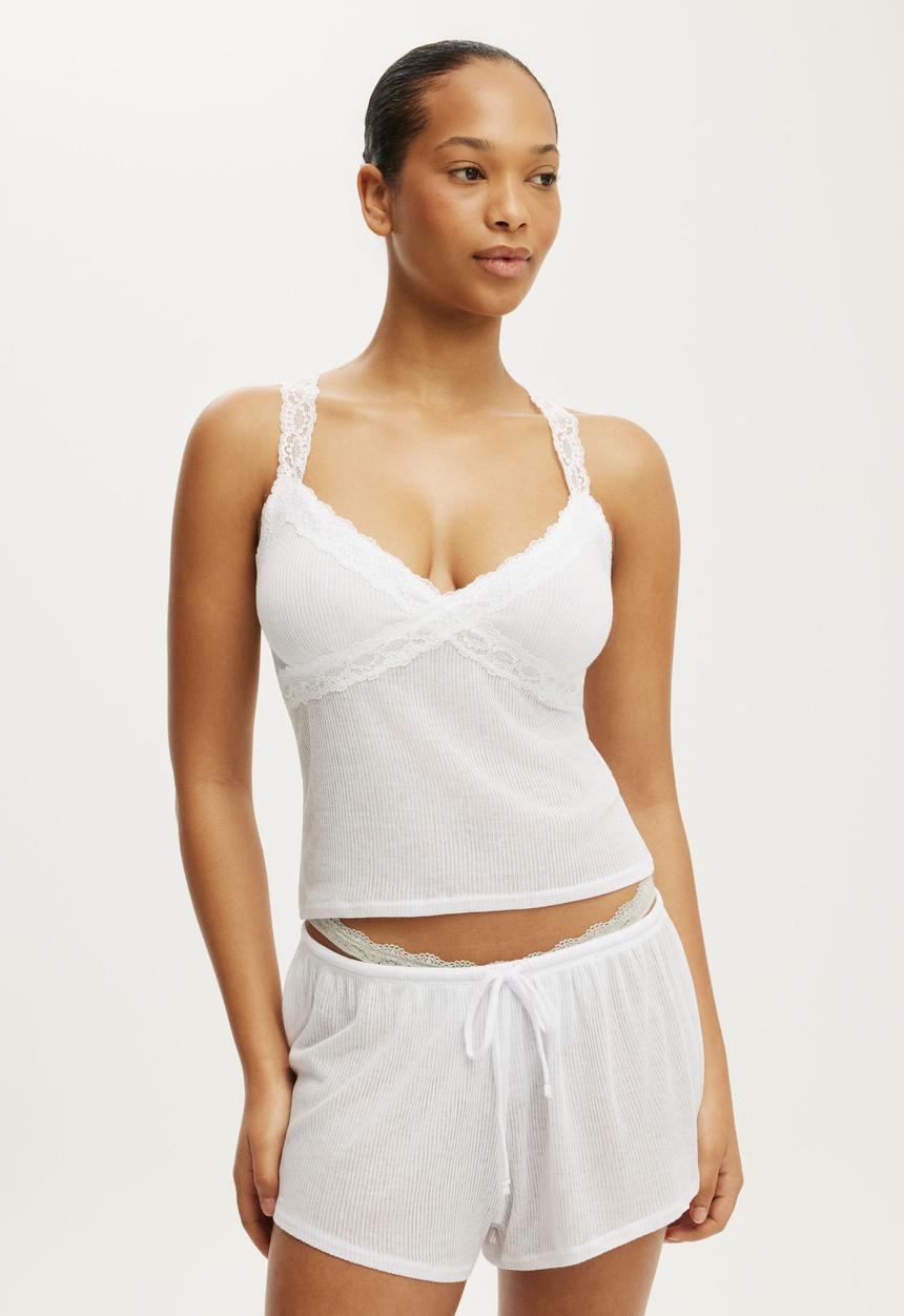 Cotton On - Sheer Lace Cami - White