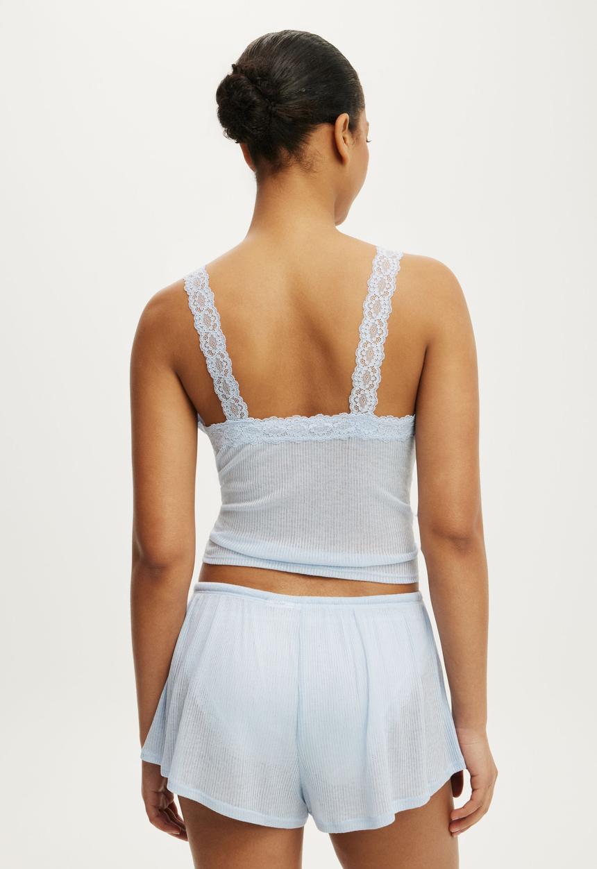 Cotton On - Sheer Lace Cami - Violet Blue