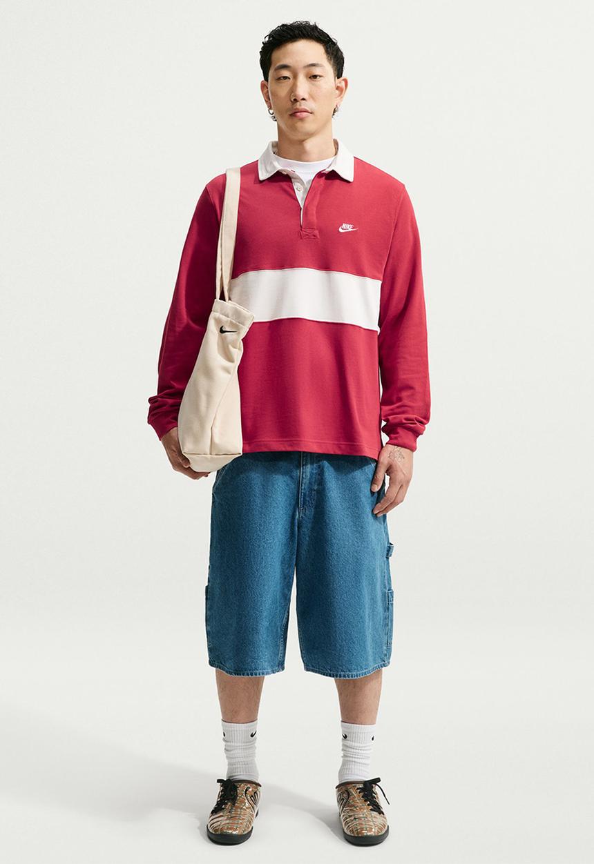 Nike - Club  Long-Sleeve Rugby Top - Tough Red/Phantom/Phantom