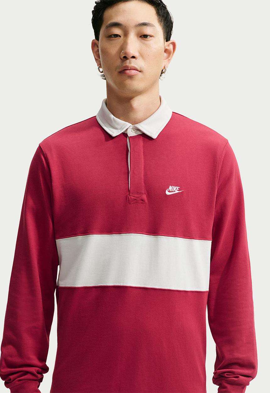 Nike - Club  Long-Sleeve Rugby Top - Tough Red/Phantom/Phantom