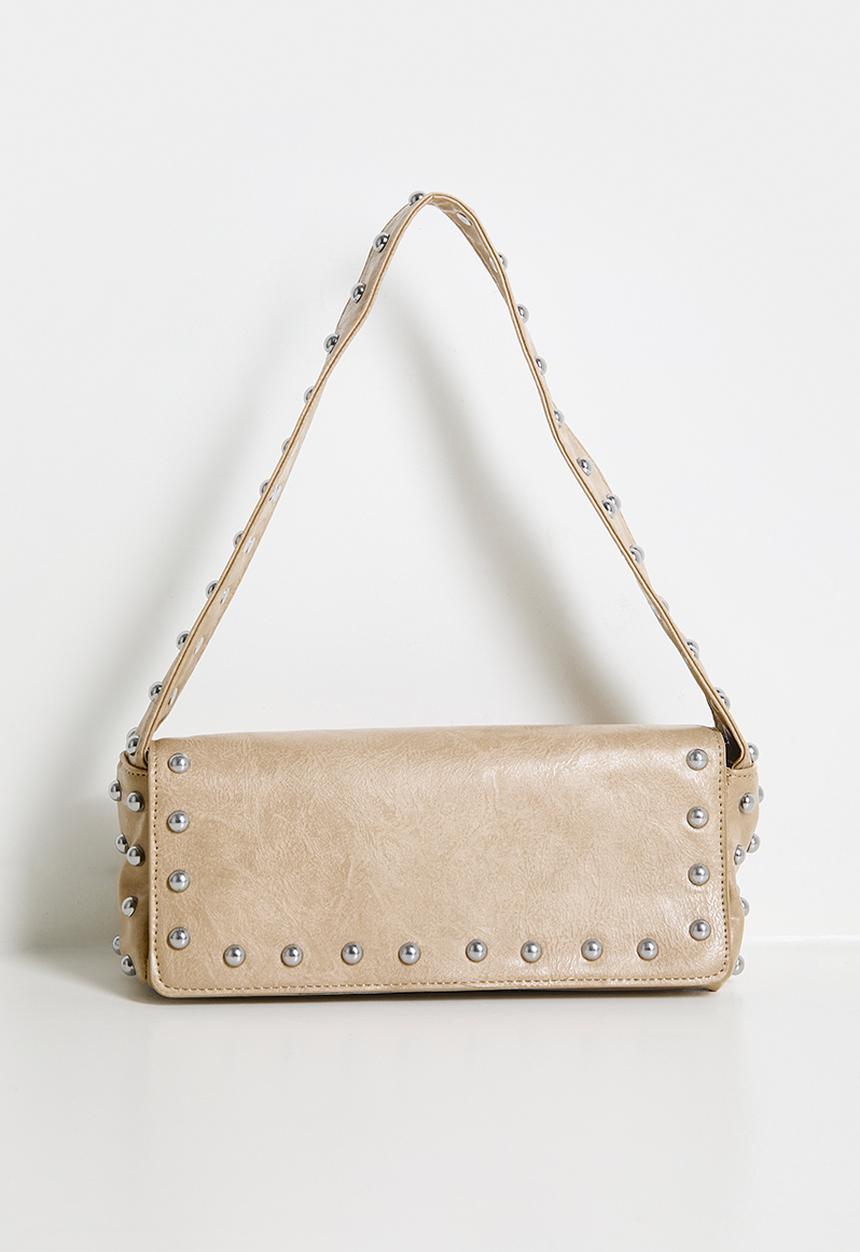 Tessa Design - Zosia Studded Flap Shoulder Bag - Beige