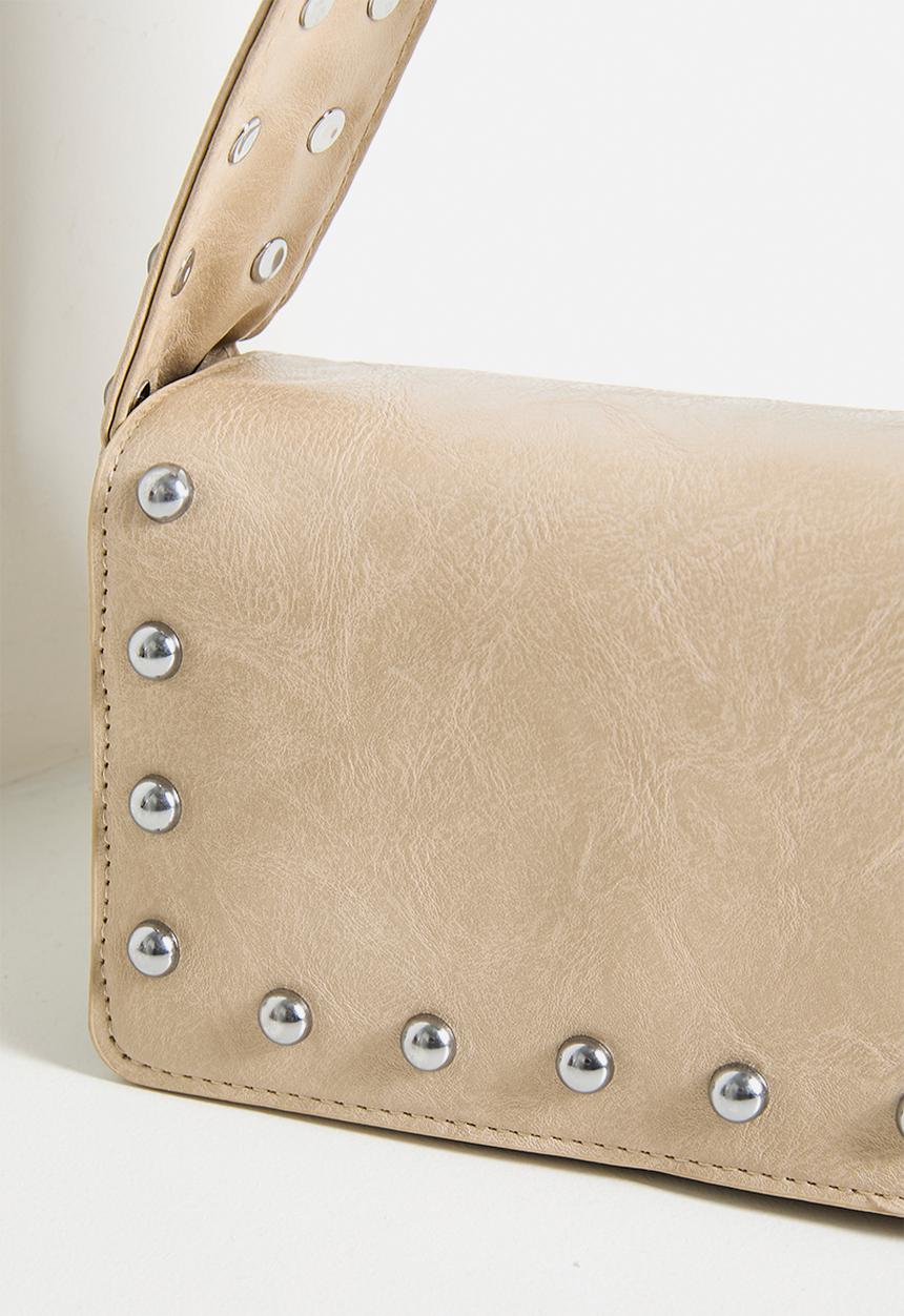 Tessa Design - Zosia Studded Flap Shoulder Bag - Beige
