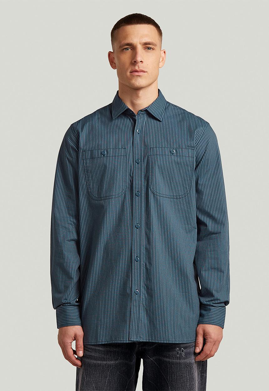 G-STAR - Double Pinstripe Regular Shirt L\S - Vintage Navy Double Pinstripe