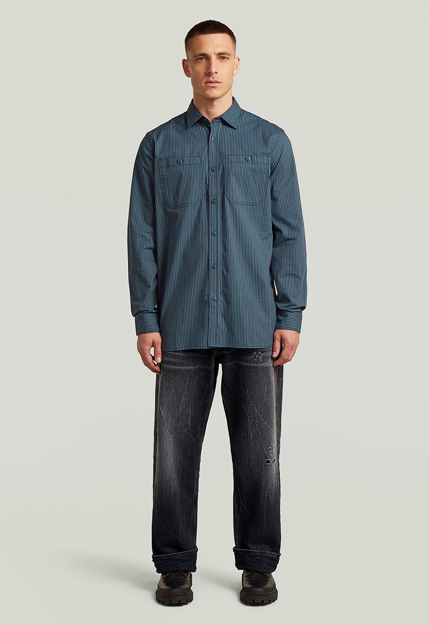 G-STAR - Double Pinstripe Regular Shirt L\S - Vintage Navy Double Pinstripe