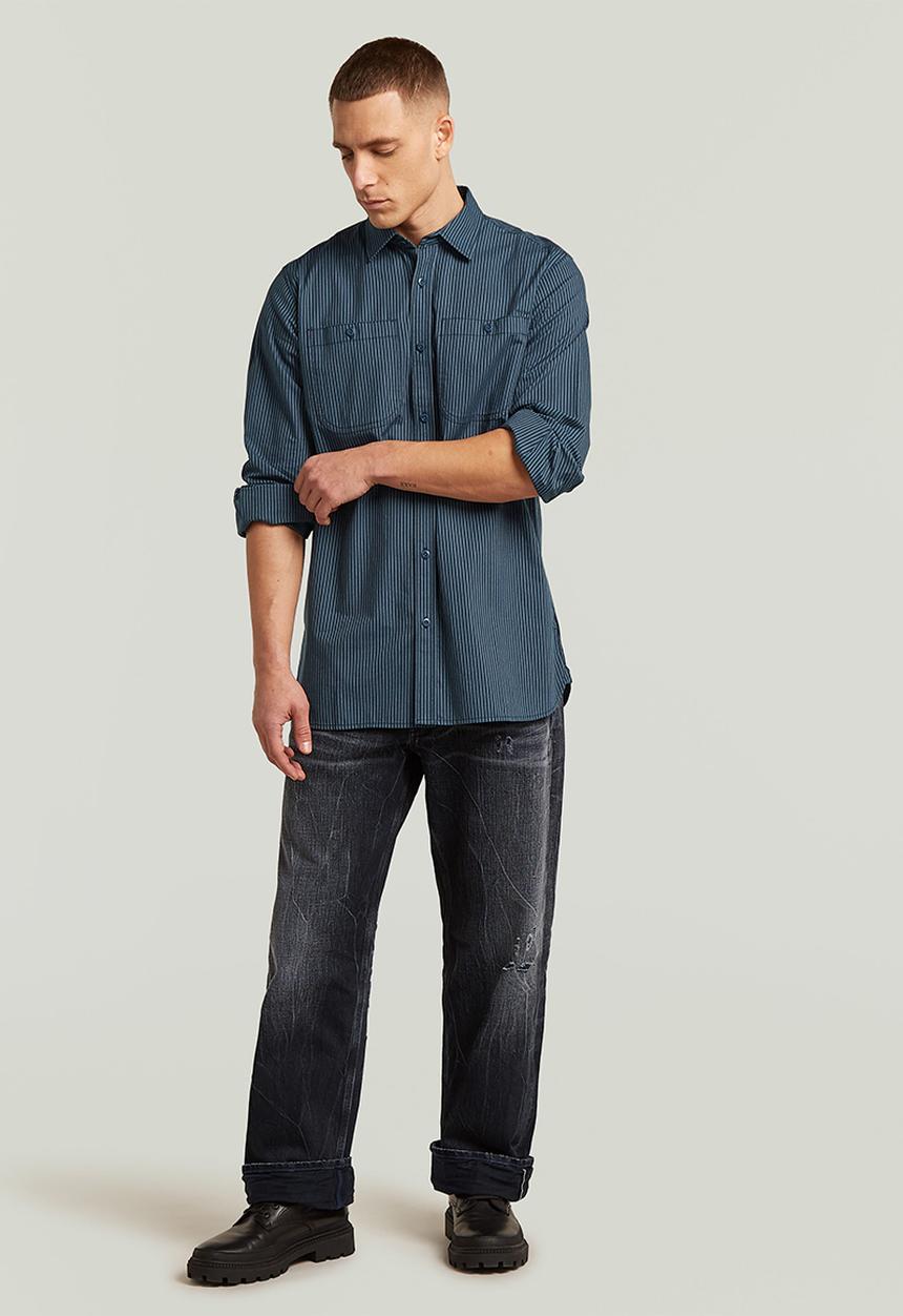 G-STAR - Double Pinstripe Regular Shirt L\S - Vintage Navy Double Pinstripe
