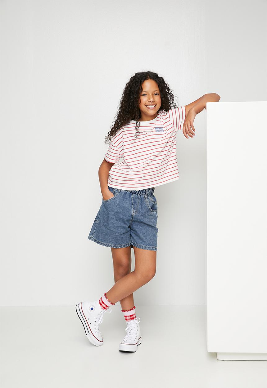 Pop Candy - Flared denim shorts - blue