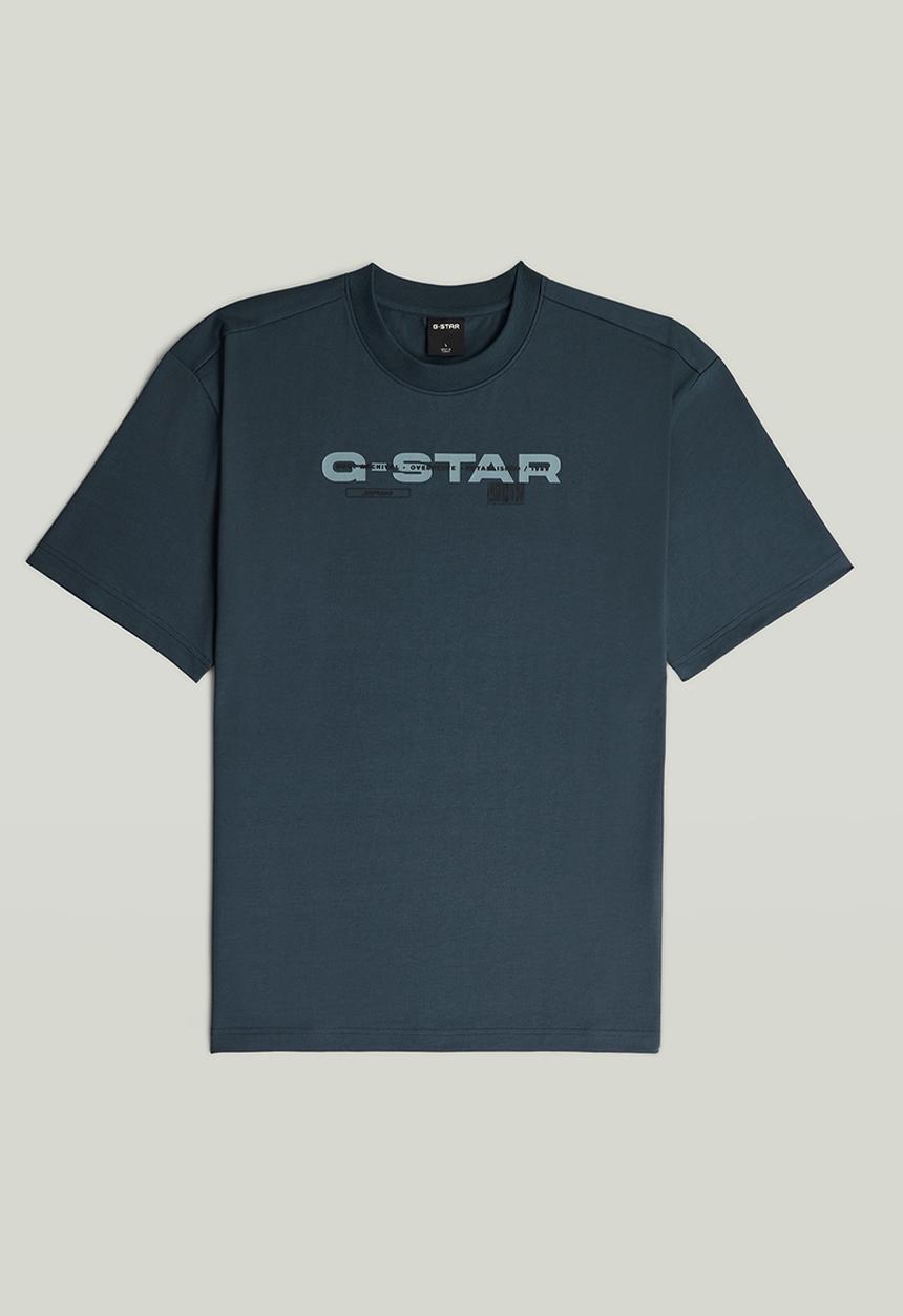 G-STAR - 001 Barcode print relaxed r t - Vintage Navy Base