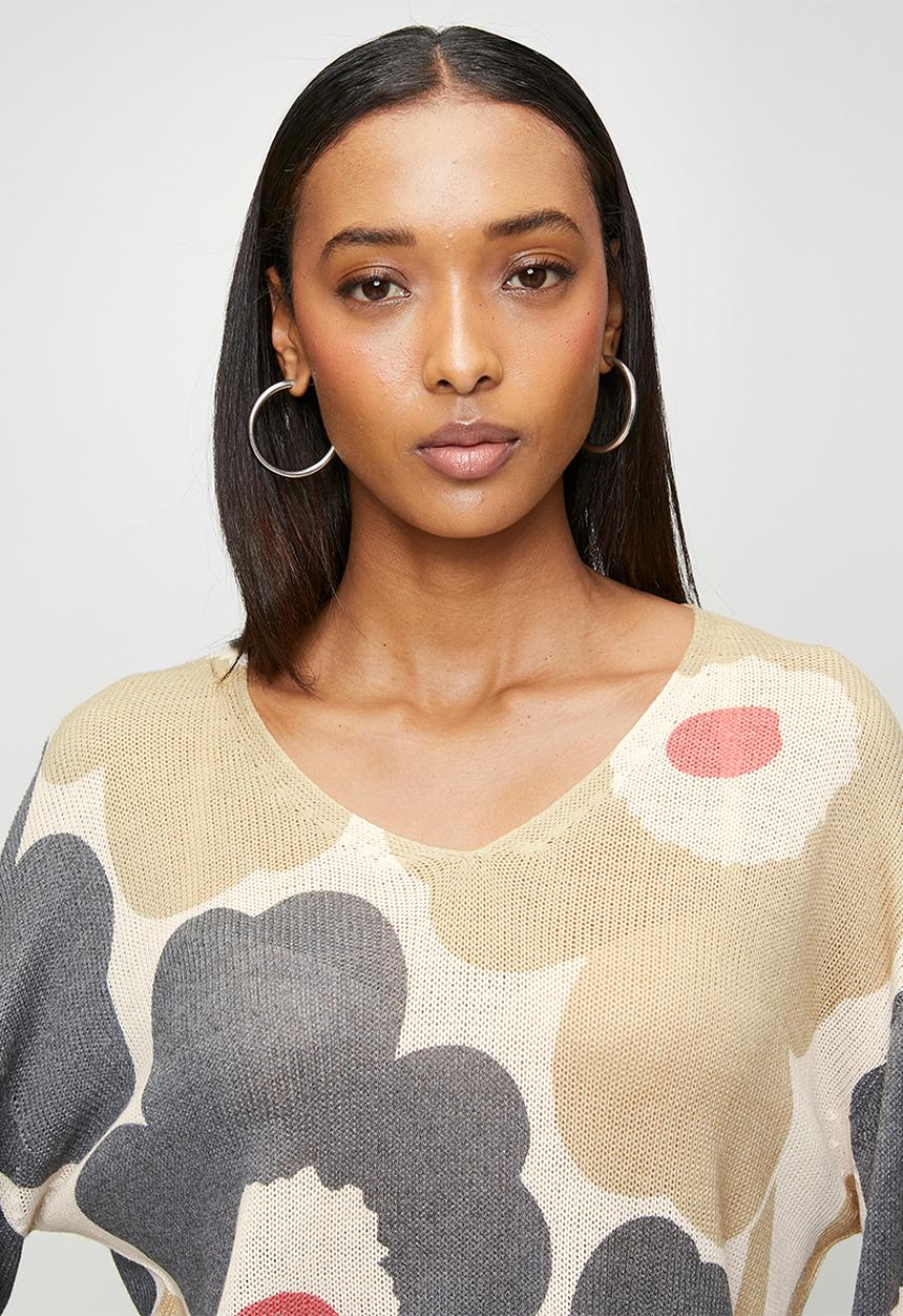 Izabel London - Viscose Blend Long sleeve Knitwear Top - multi