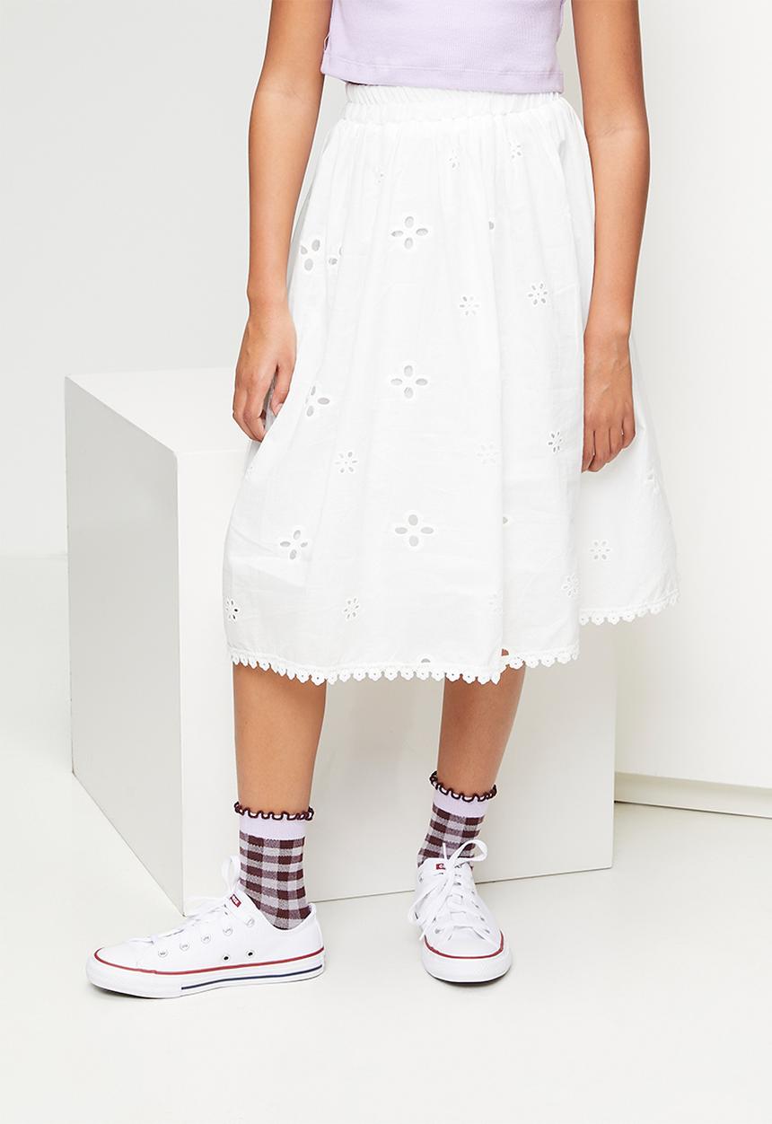 Pop Candy - Scalloped hem skirt - white