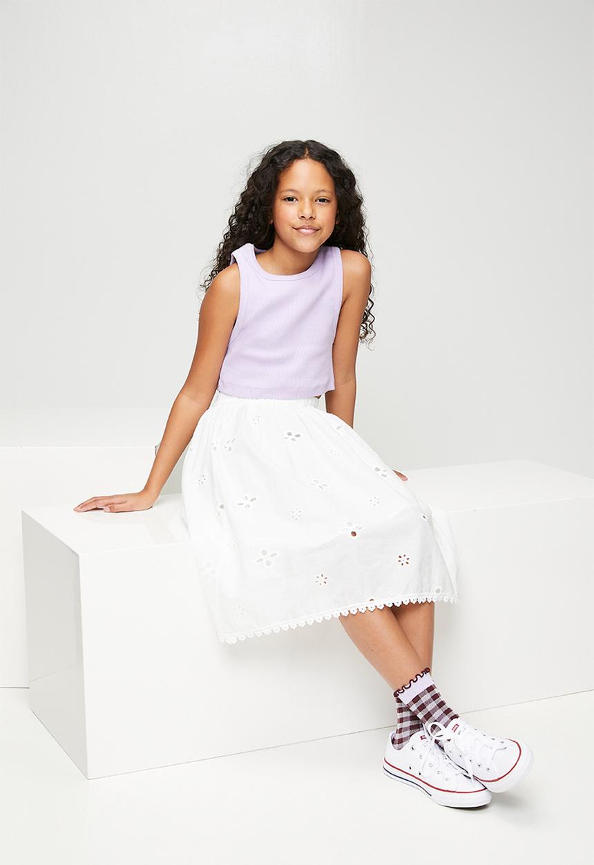 Pop Candy - Scalloped hem skirt - white