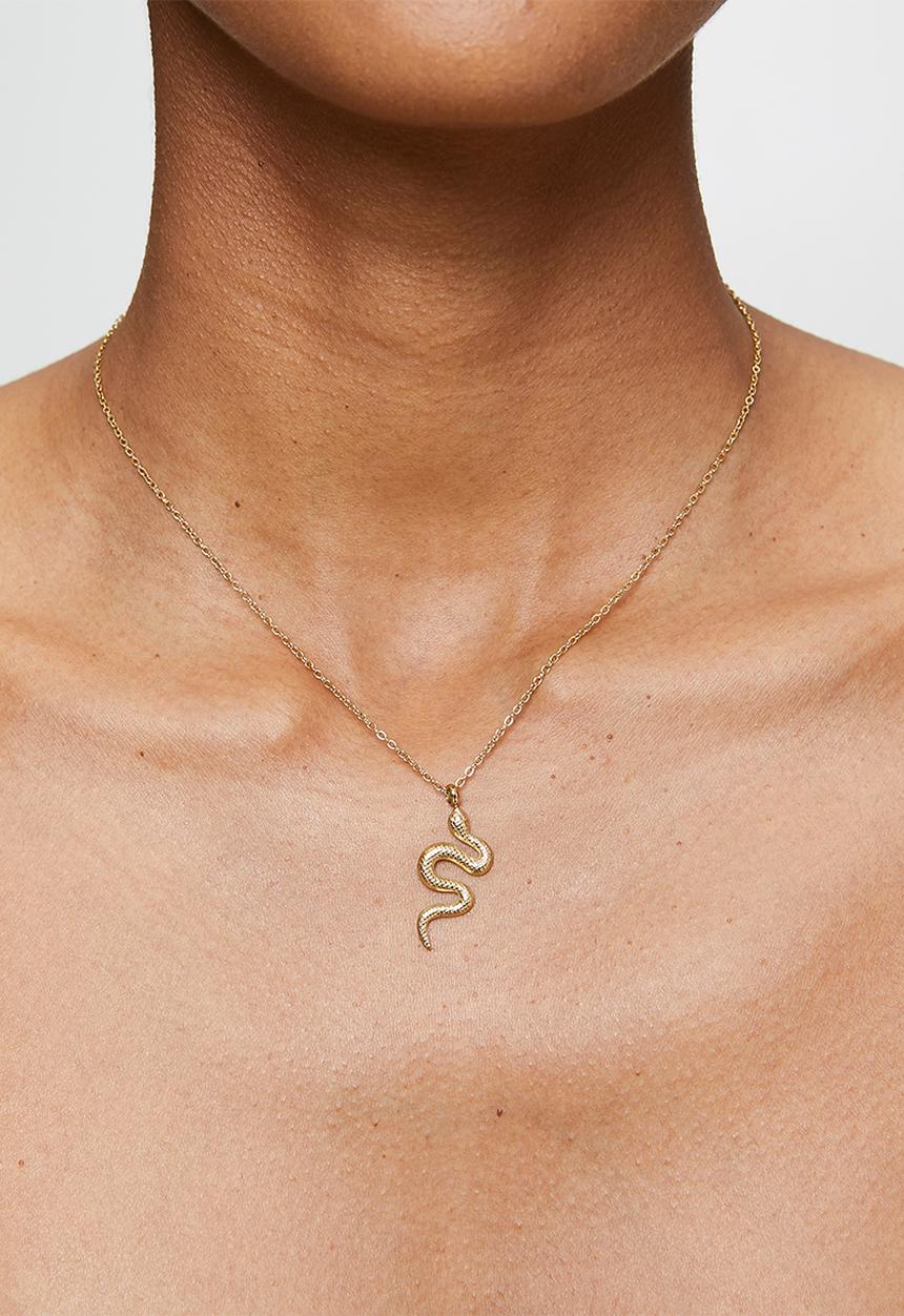 Zoe on Trend - Modern Design Snake Necklace - Gold