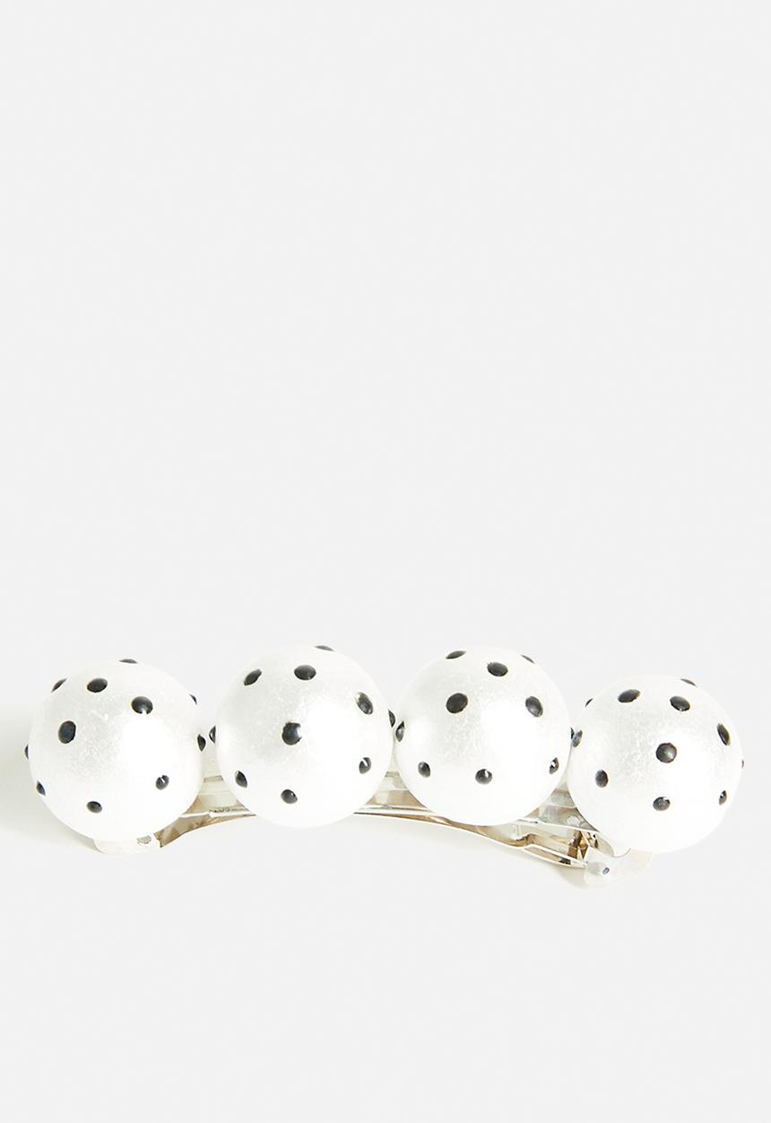 Tessa Design - Micah Polka Dot Pearl Hair Clip - White