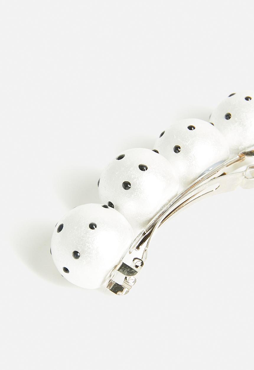 Tessa Design - Micah Polka Dot Pearl Hair Clip - White