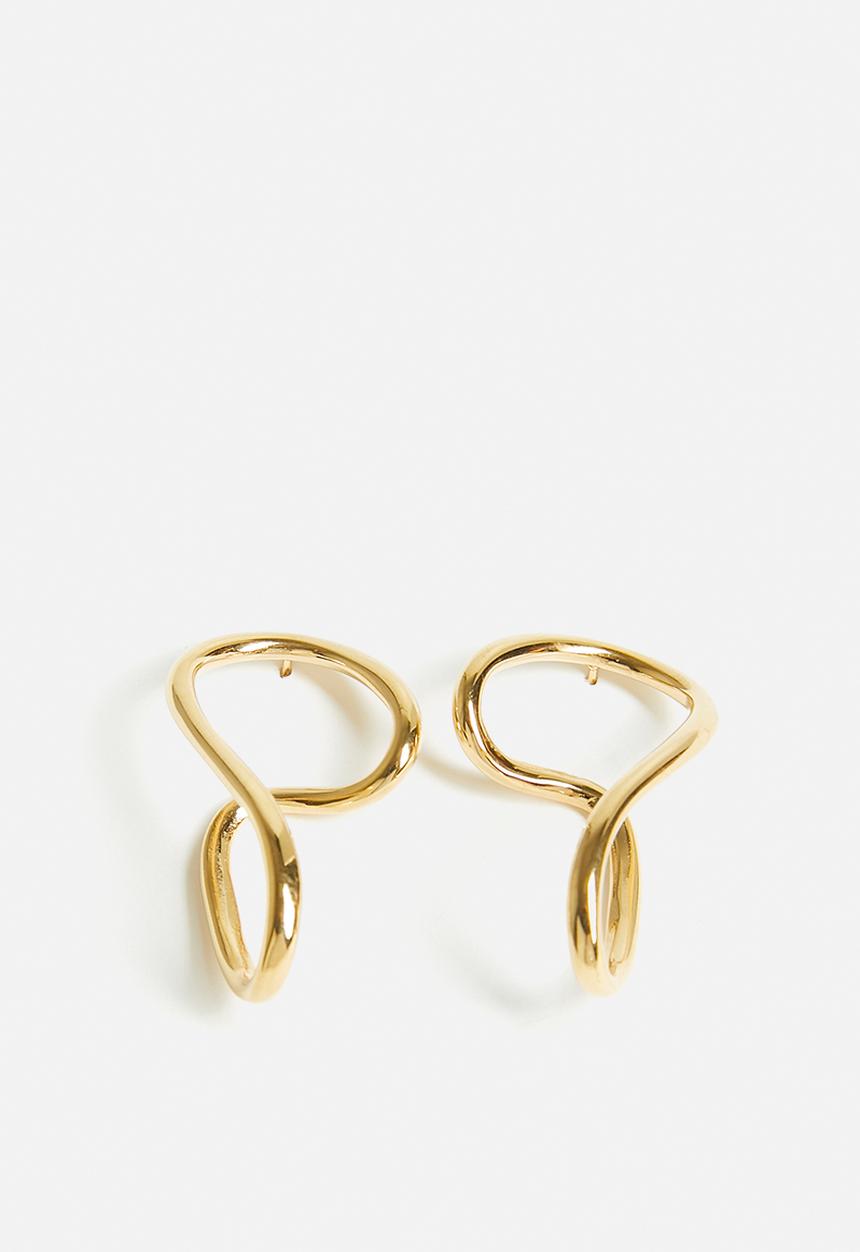 Tessa Design - Vera Twisted Drop Stud Earrings-Gold