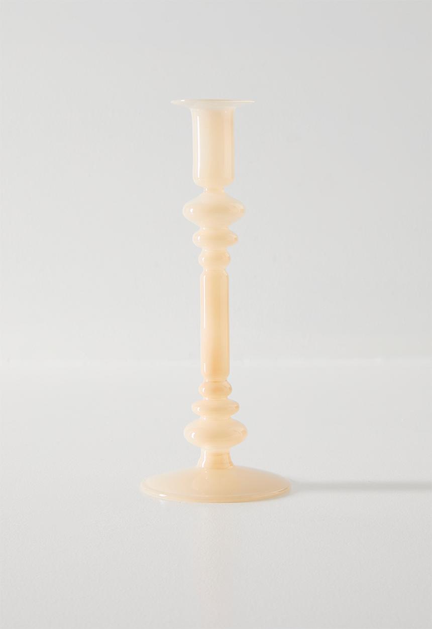 Sixth Floor - Glass Candle Stick Beige 9x9x23cm