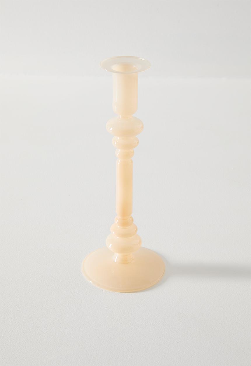 Sixth Floor - Glass Candle Stick Beige 9x9x23cm