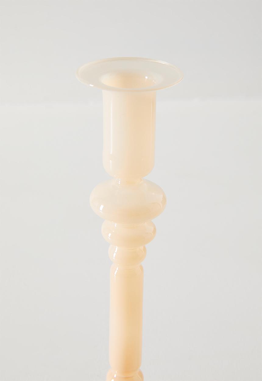 Sixth Floor - Glass Candle Stick Beige 9x9x23cm