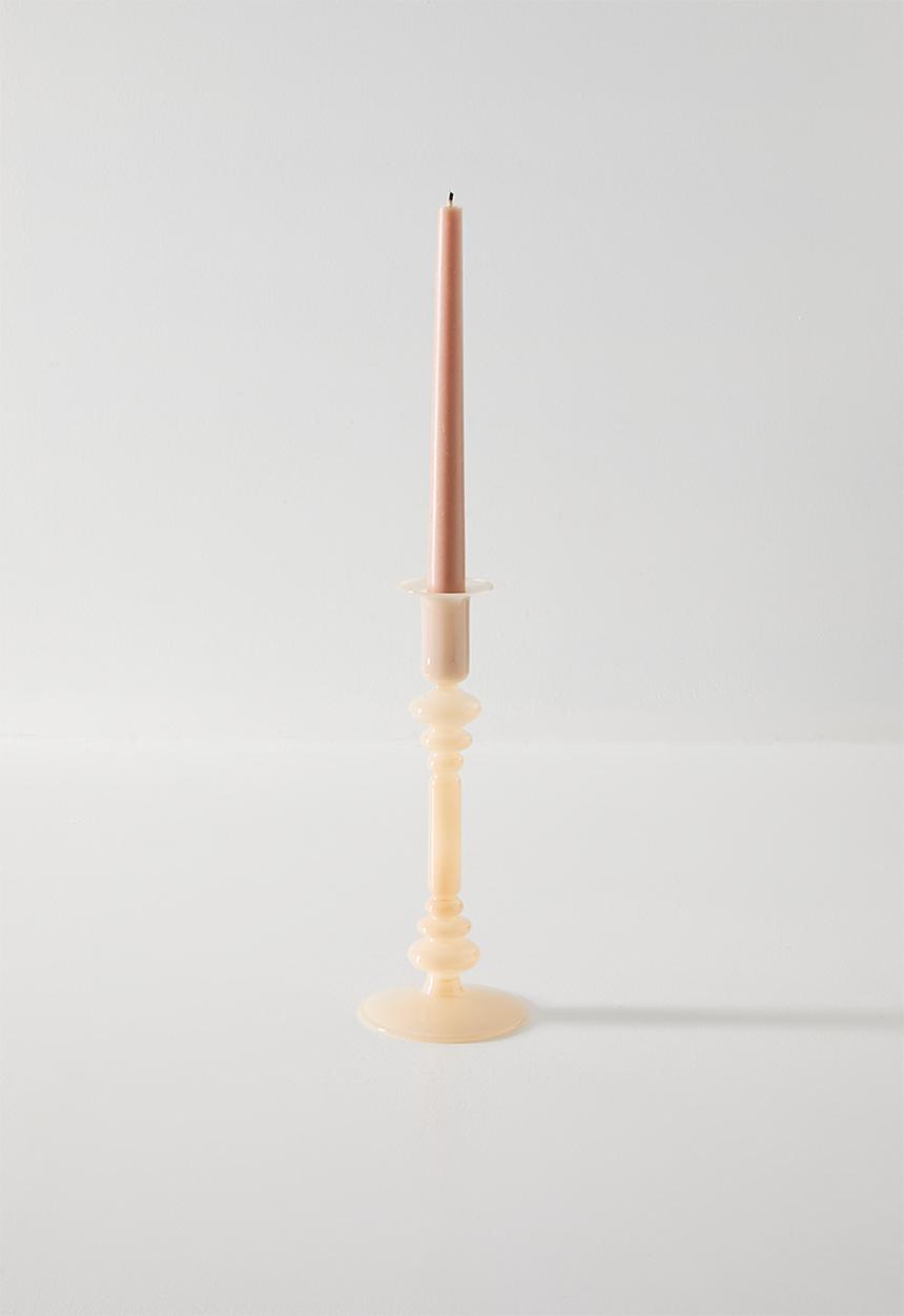 Sixth Floor - Glass Candle Stick Beige 9x9x23cm