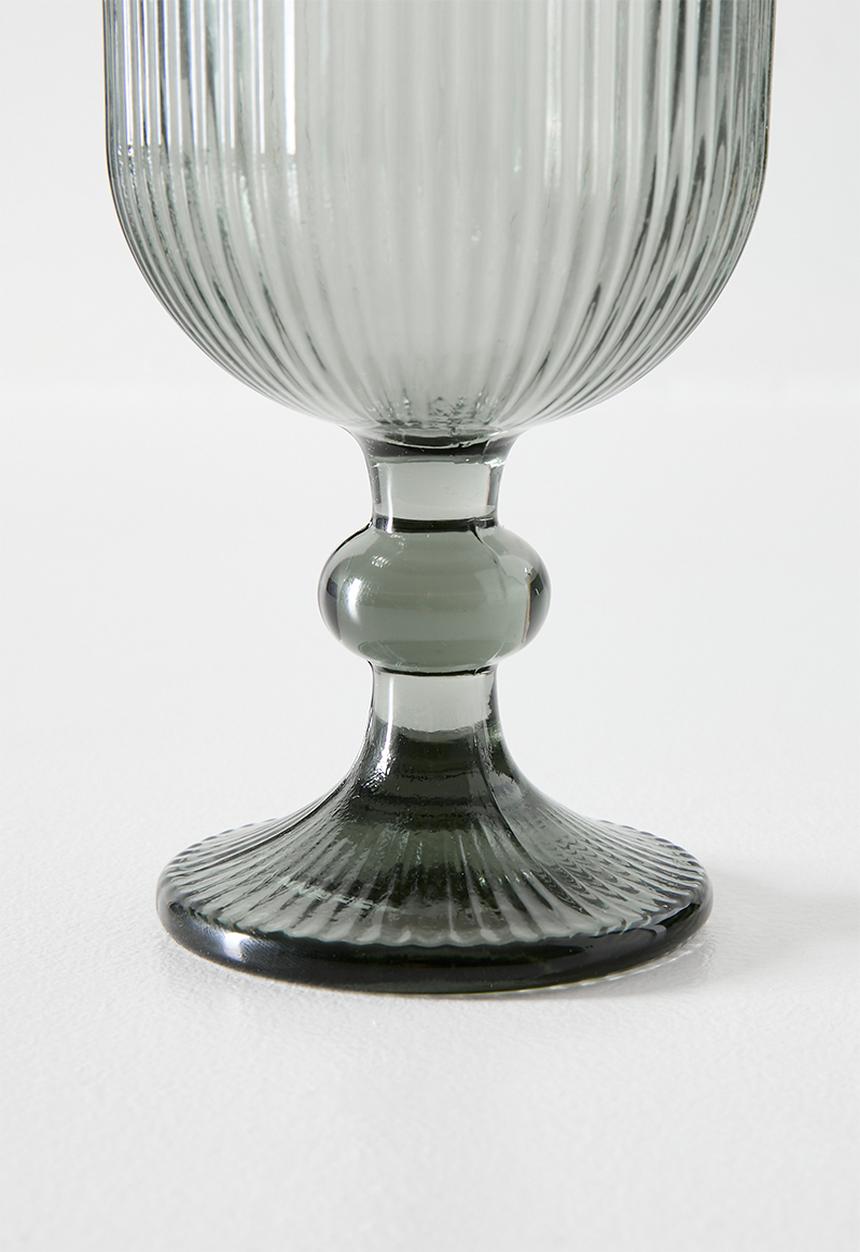 Sixth Floor - Wineglass Stripe Glass Grey 8x8x15.5cm