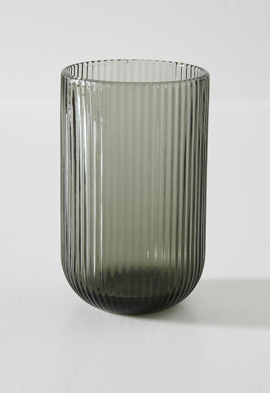 Sixth Floor - Tumbler Stripe Glass Grey 8x8x13cm