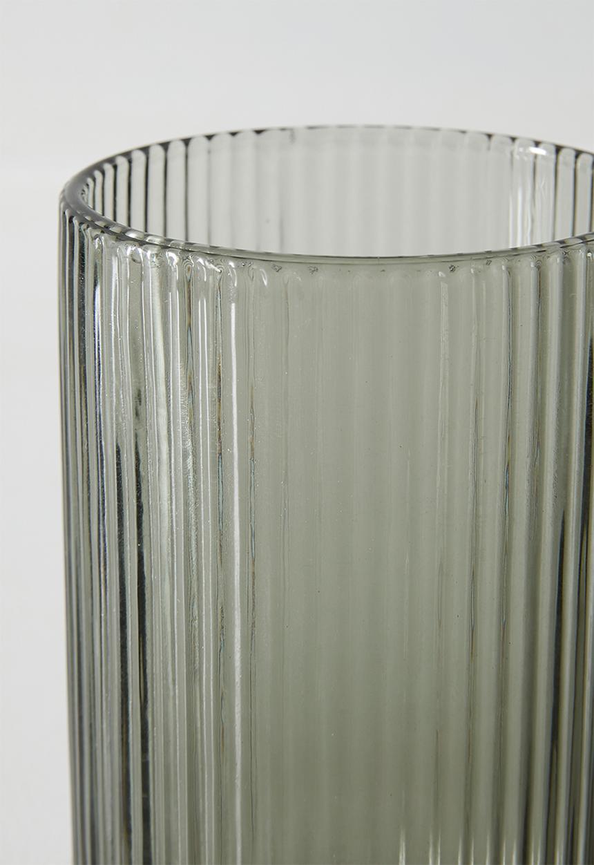 Sixth Floor - Tumbler Stripe Glass Grey 8x8x13cm