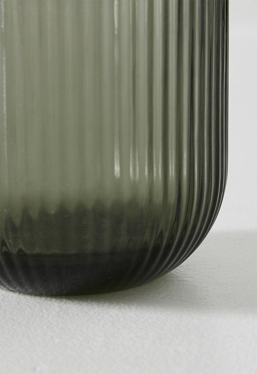 Sixth Floor - Tumbler Stripe Glass Grey 8x8x13cm