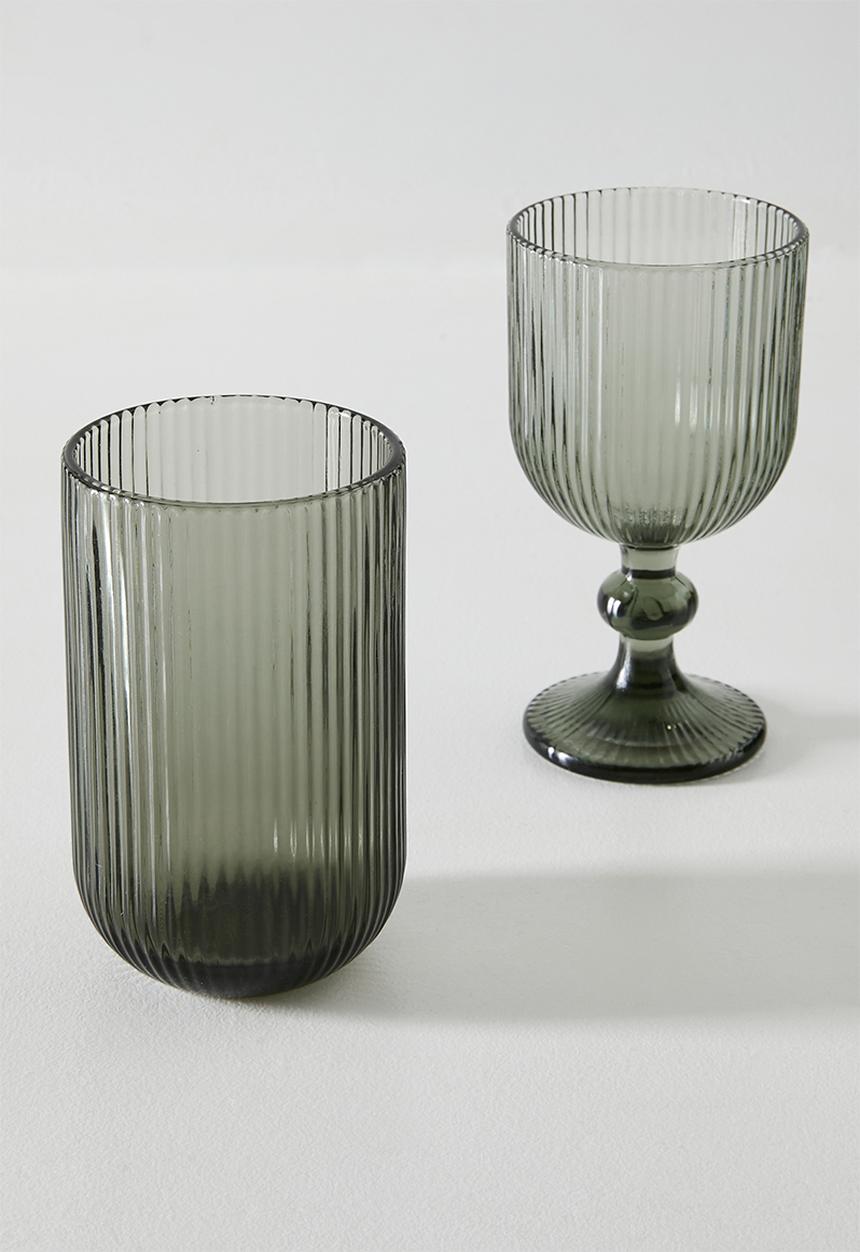 Sixth Floor - Tumbler Stripe Glass Grey 8x8x13cm