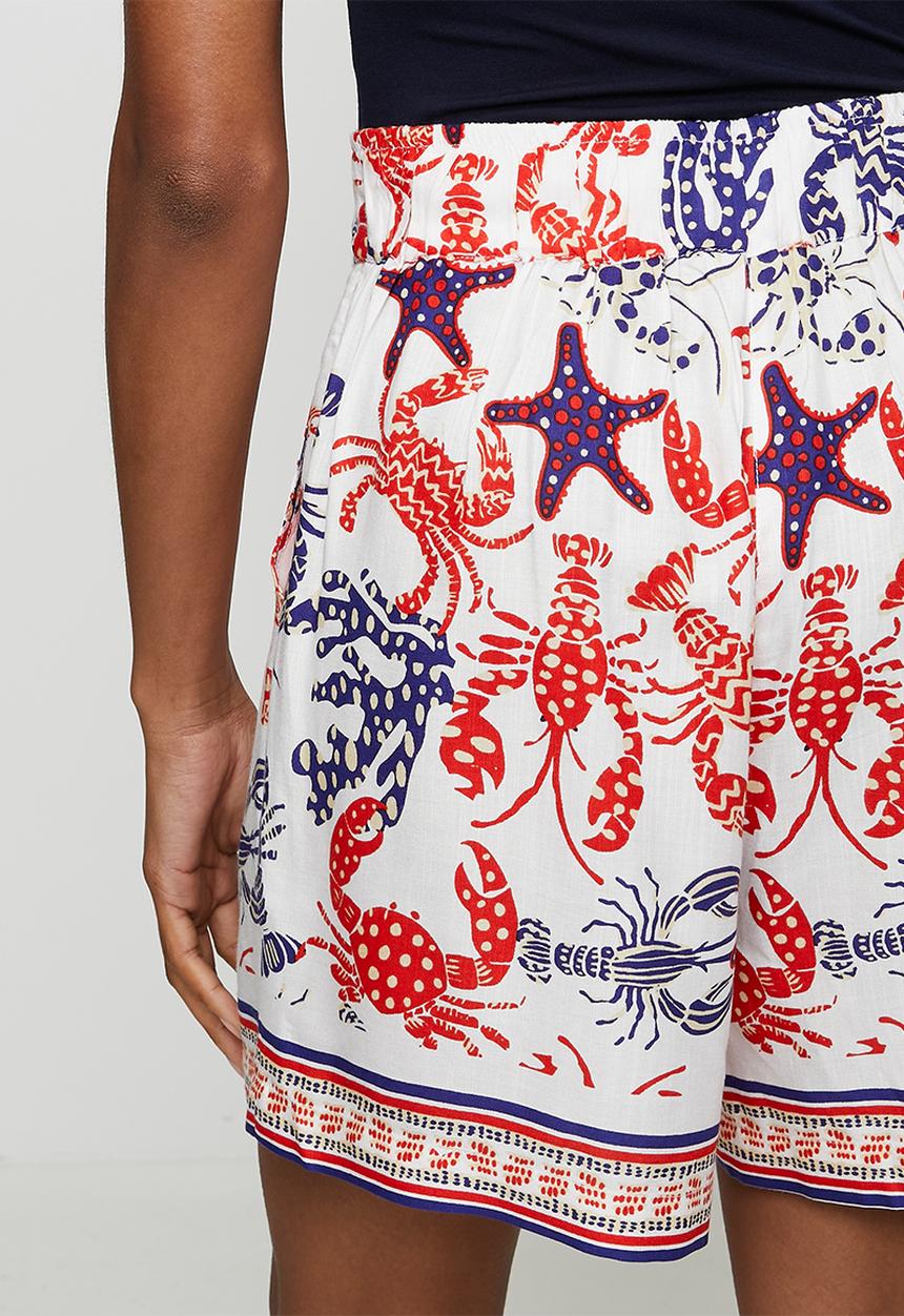MANDI - High Waisted Starfish Short Border Print Detail - Multi