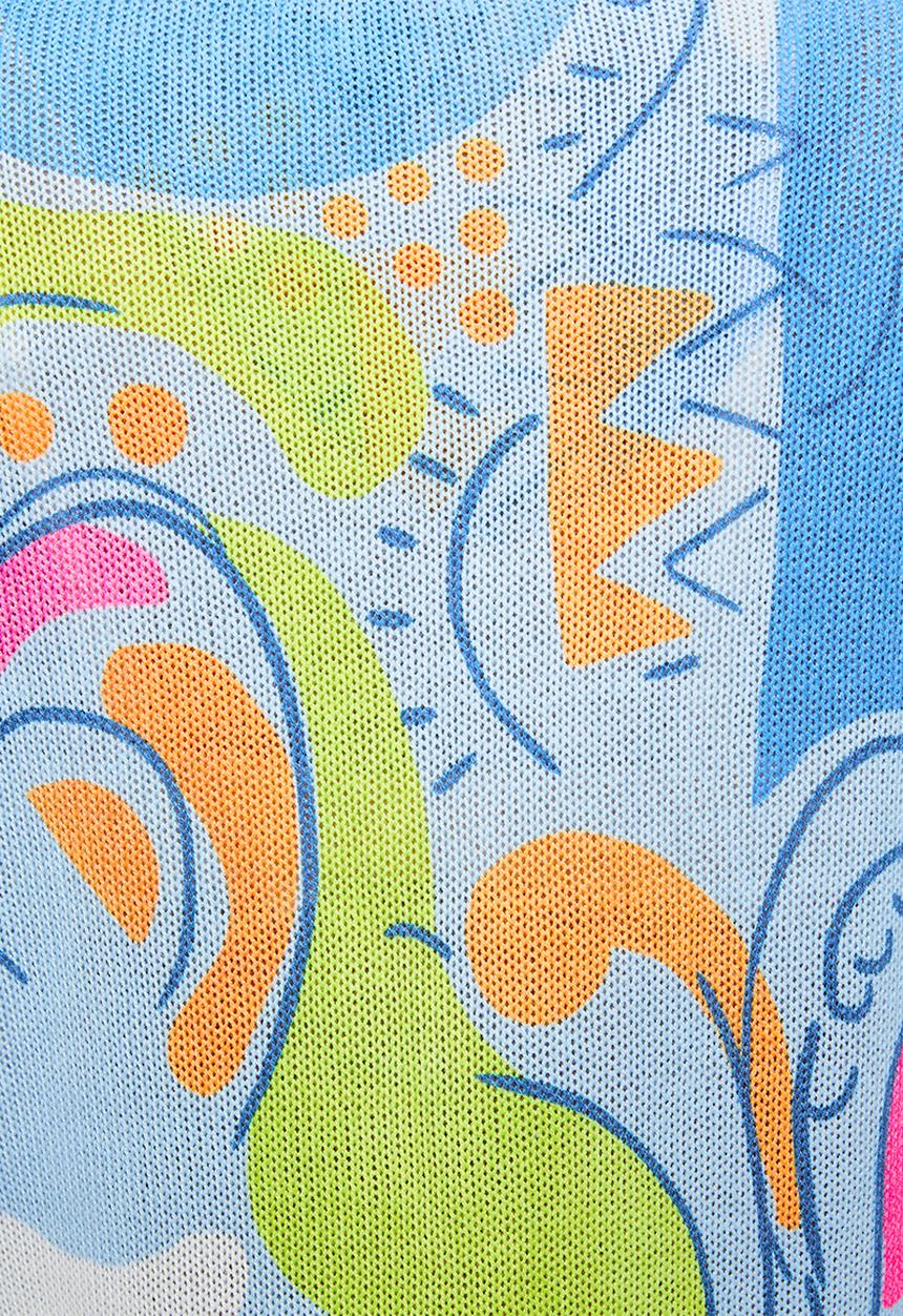 MANDI - Made In Italy Viscose Blend L/S -Neck Knitwear Top - Sky
