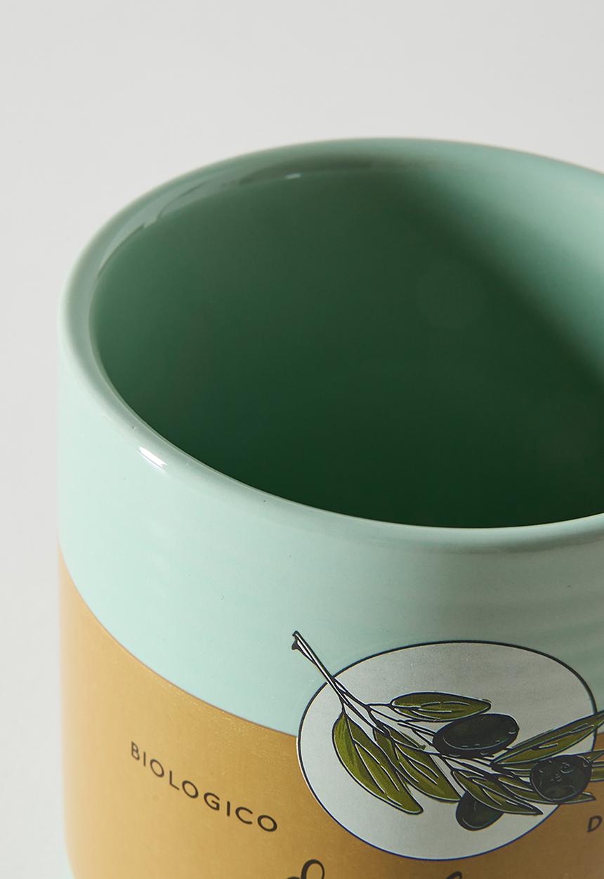 Sixth Floor - Olives Earthenware Utensil Holder Multi 11x11x13.3cm