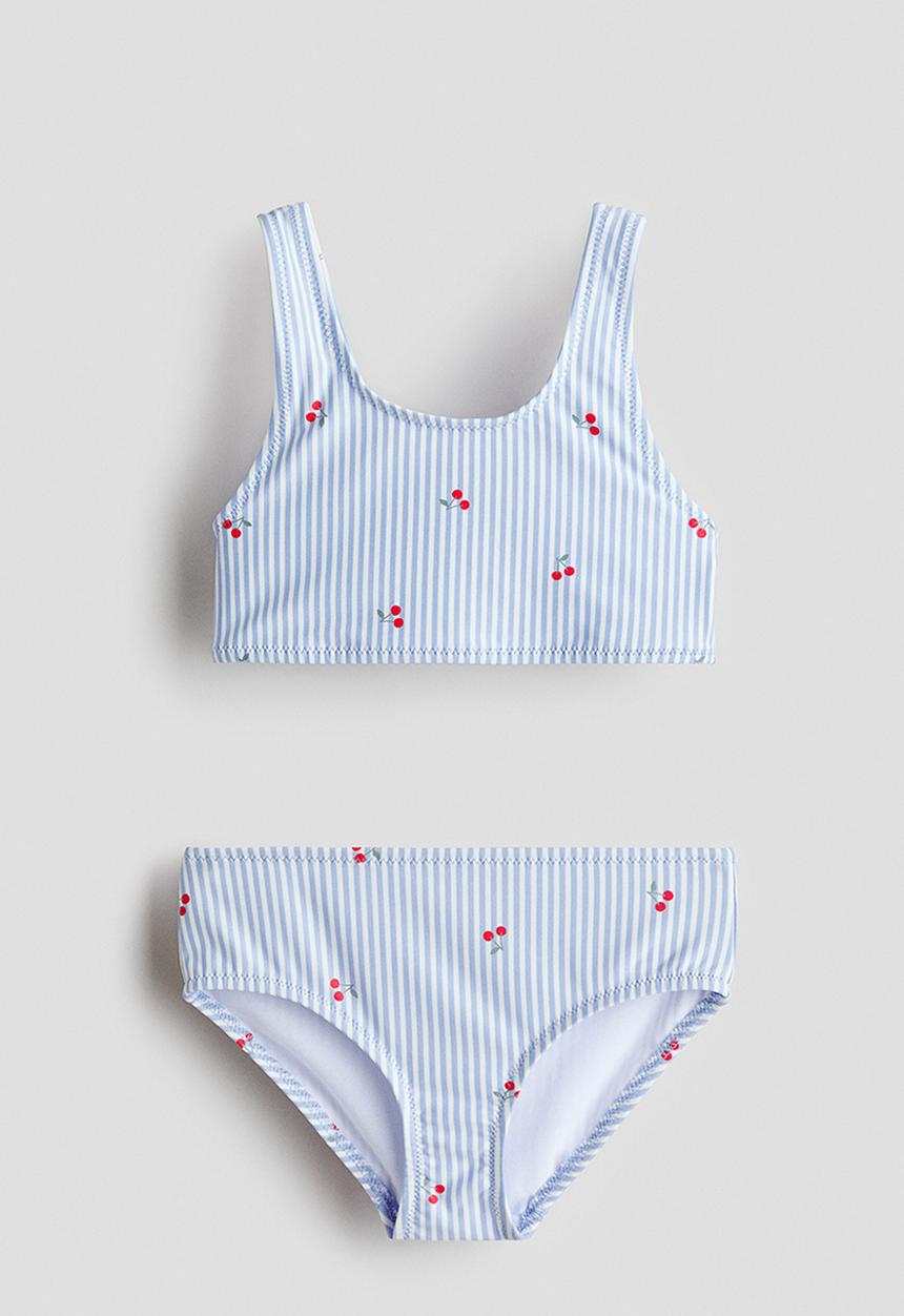 H&M - Printed bikini - light blue/cherries