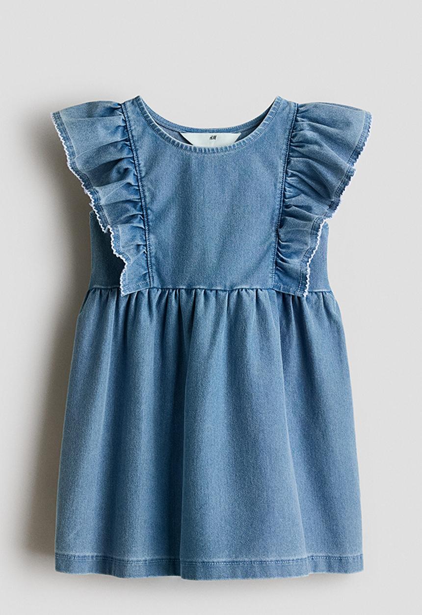 H&M - Flounced sweatshirt dress - denim blue