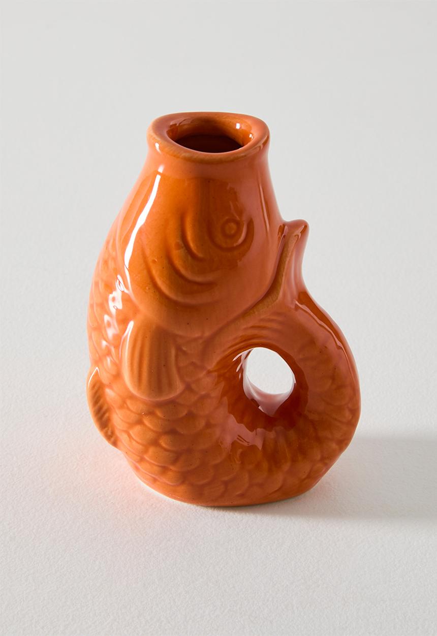 Sixth Floor - Fish Stoneware Vase - Terra 