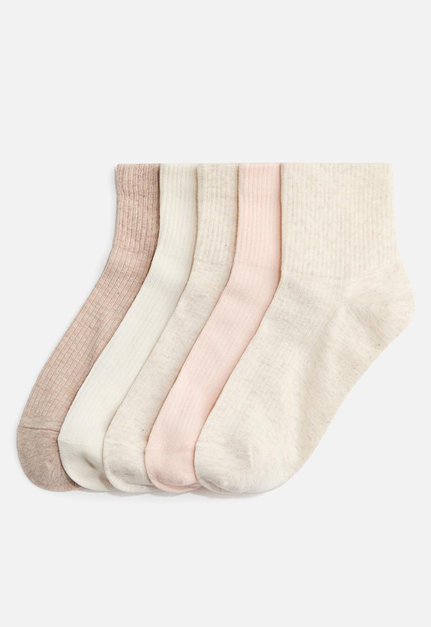 H&M - 5-Pack ankle socks - cream/light beige marl
