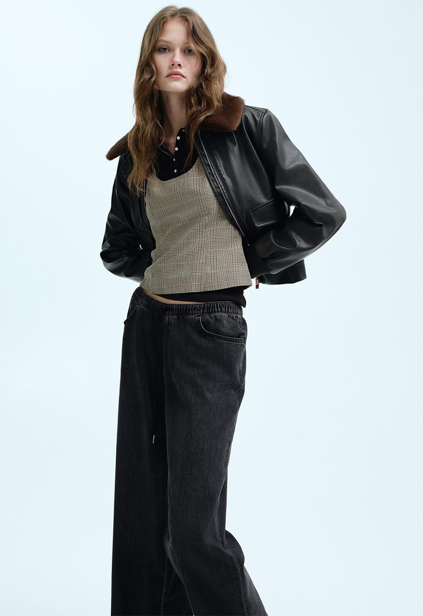 H&M - Denim drawstring trousers - washed black