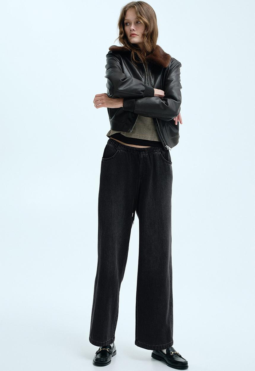 H&M - Denim drawstring trousers - washed black