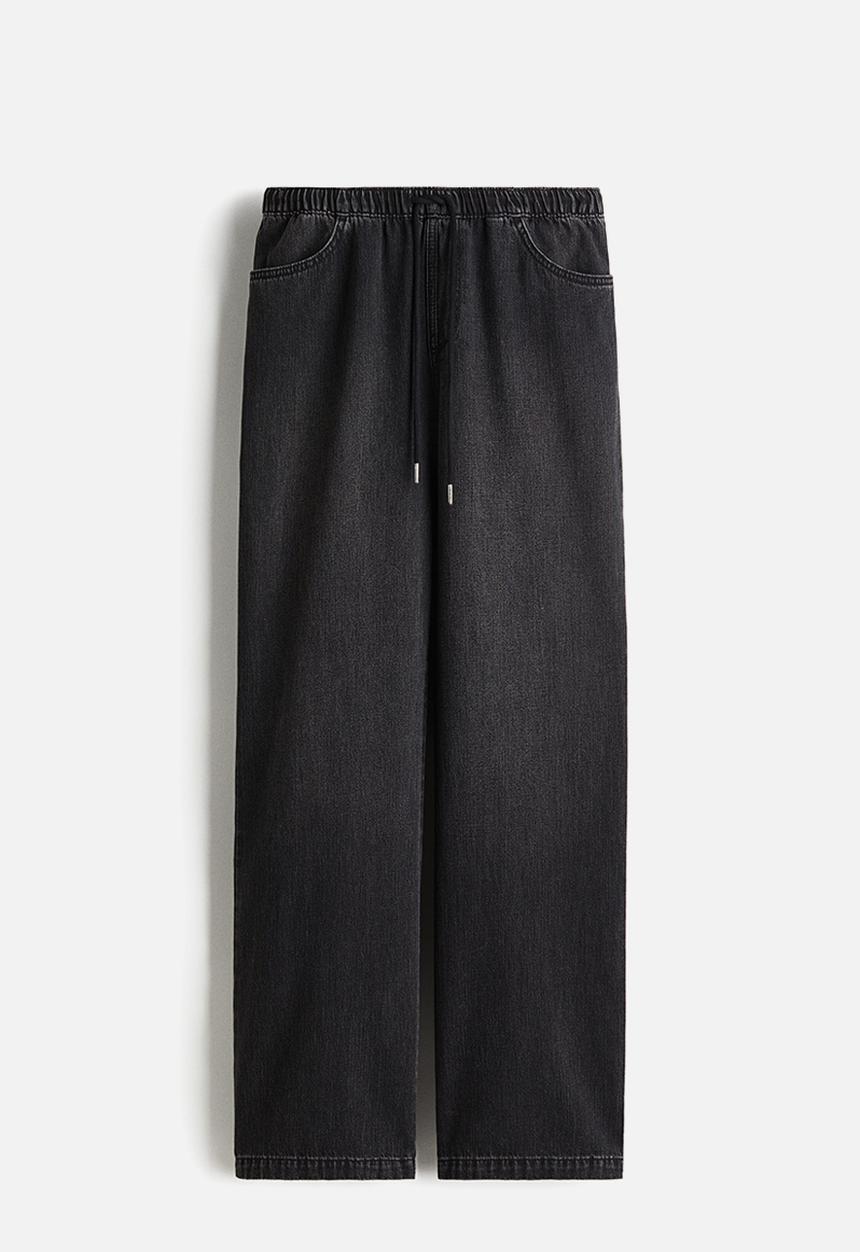 H&M - Denim drawstring trousers - washed black