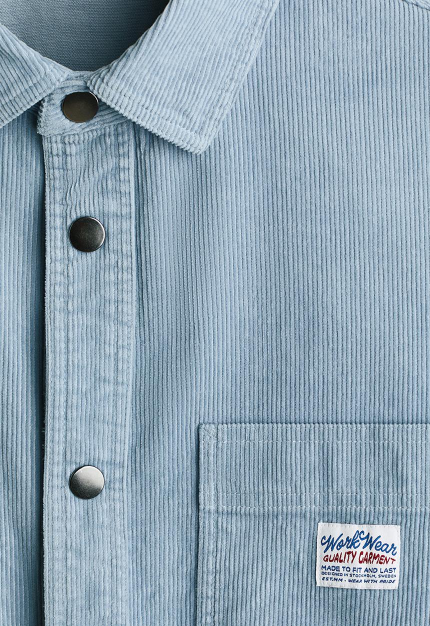 H&M - Oversized cotton corduroy shirt - light blue