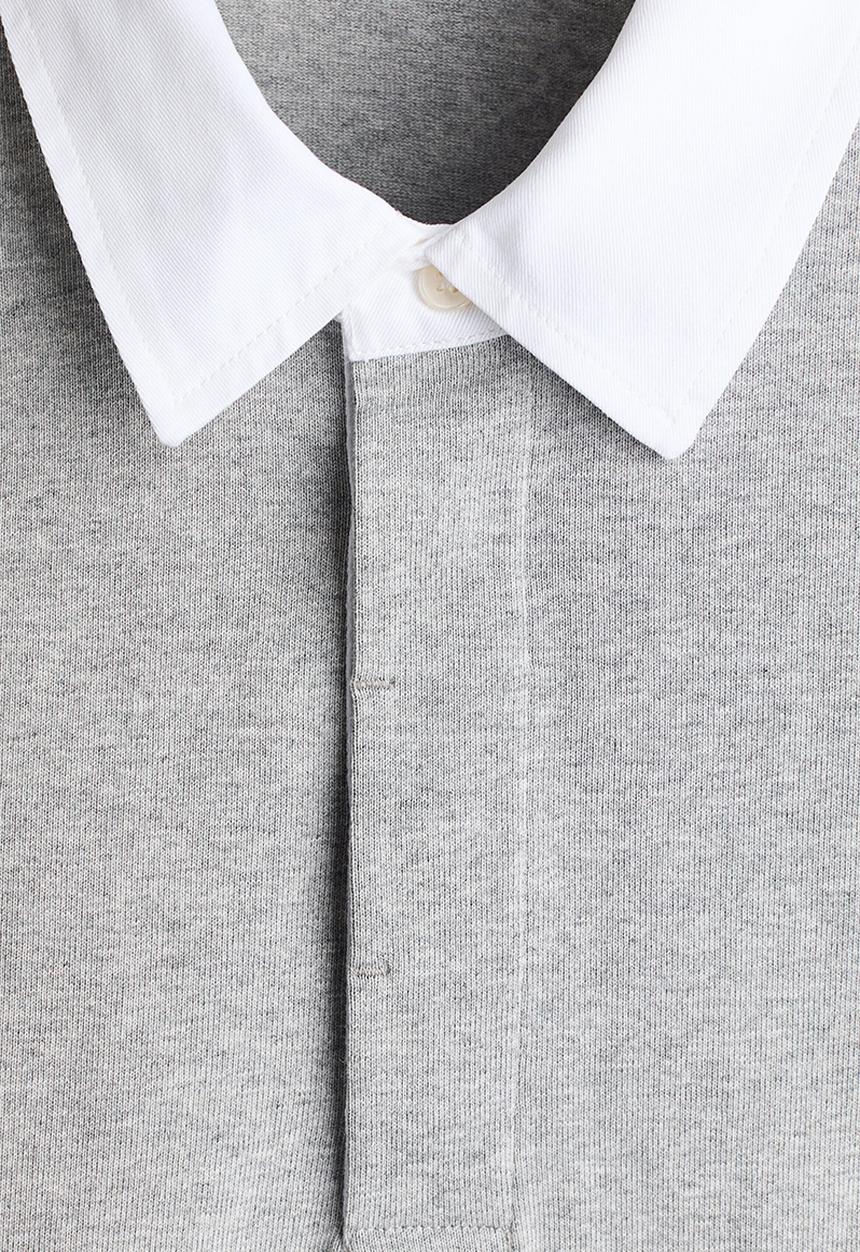 H&M - Loose fit cotton polo shirt - grey marl/colour block