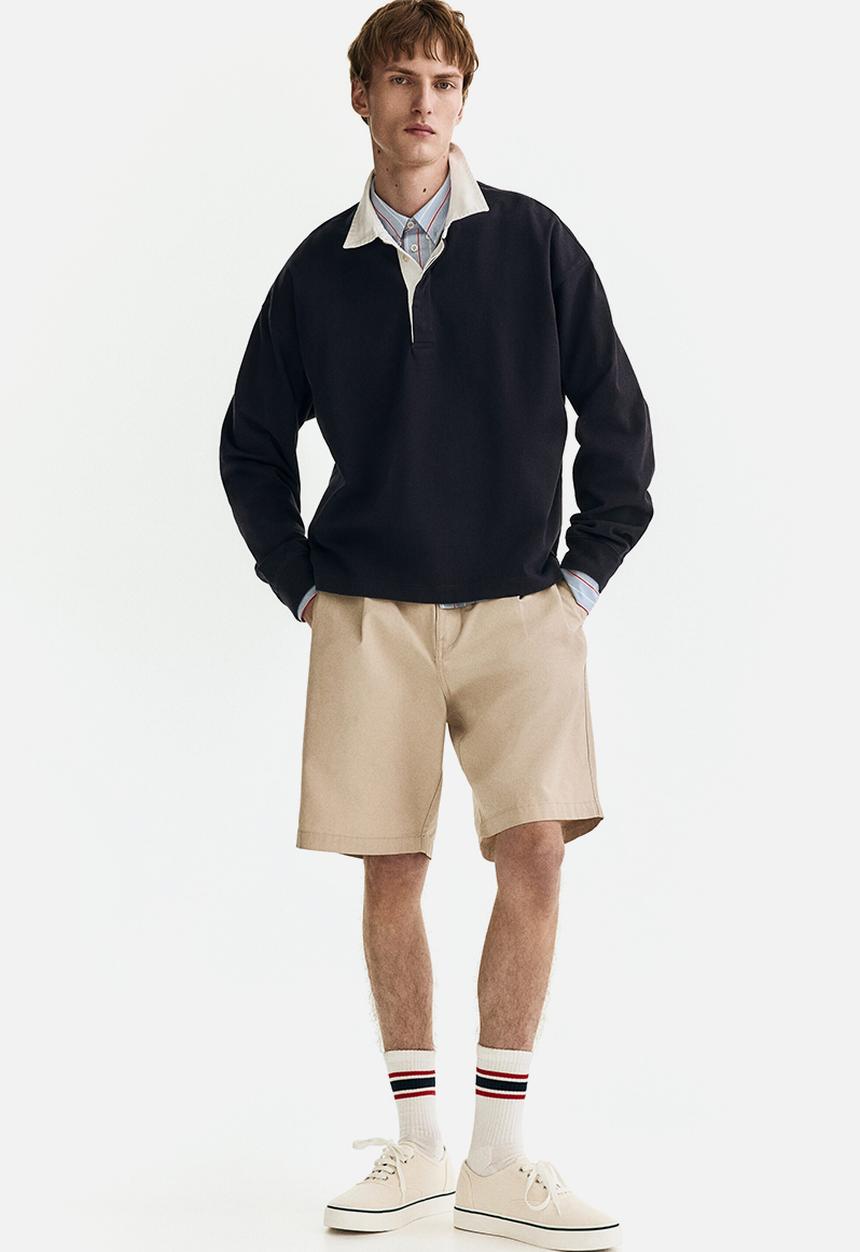H&M - Loose fit cotton polo shirt - navy blue/colour block