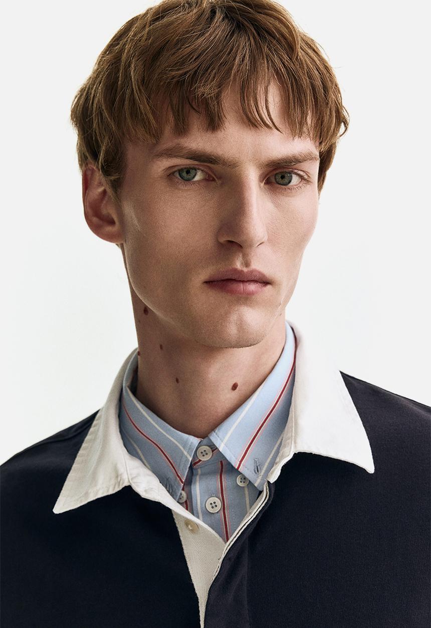 H&M - Loose fit cotton polo shirt - navy blue/colour block