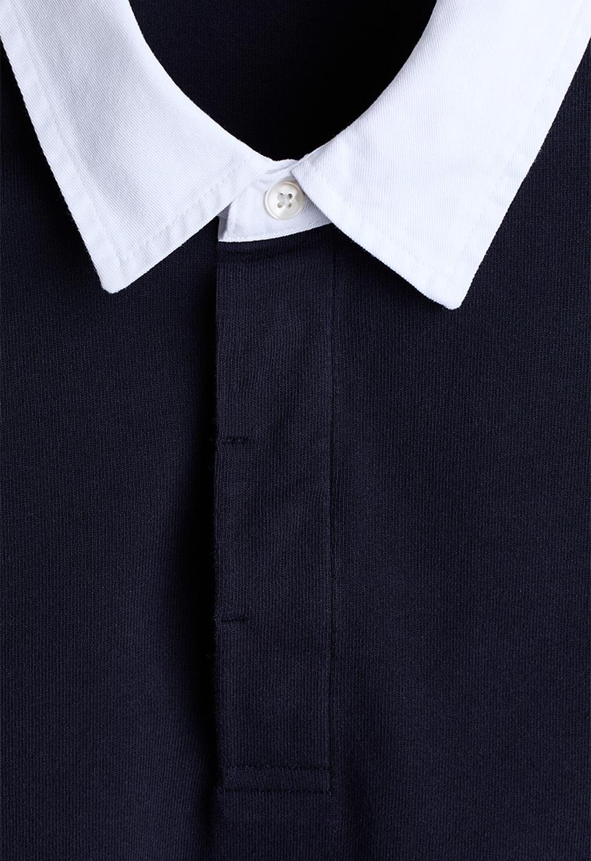 H&M - Loose fit cotton polo shirt - navy blue/colour block