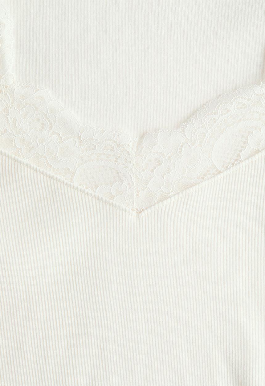 H&M - Lace-trimmed jersey top - white