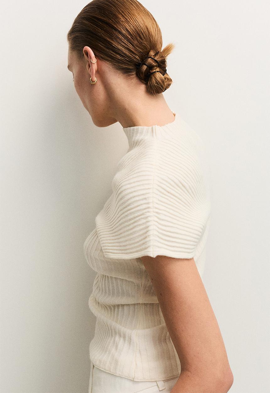 H&M - Rib-knit top - cream