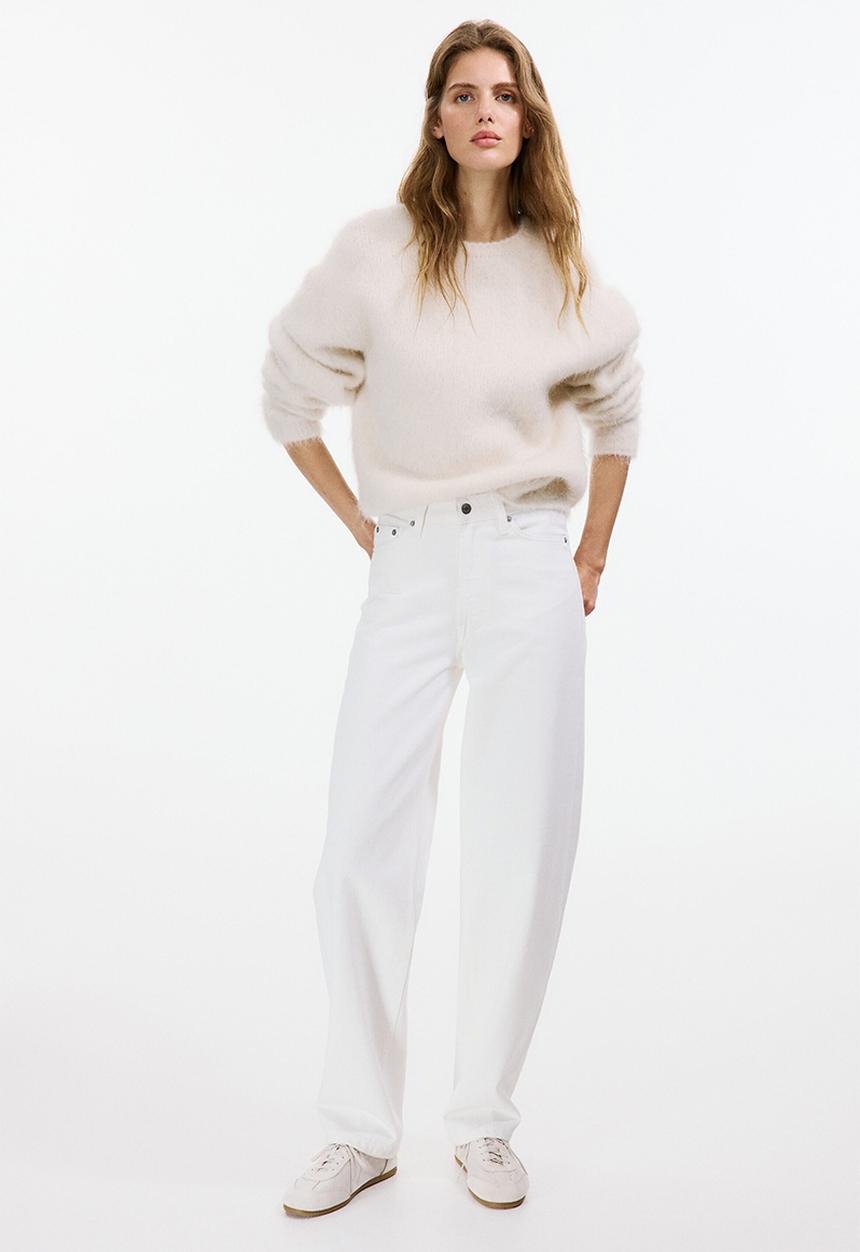 H&M - Barrel high waist jeans - white