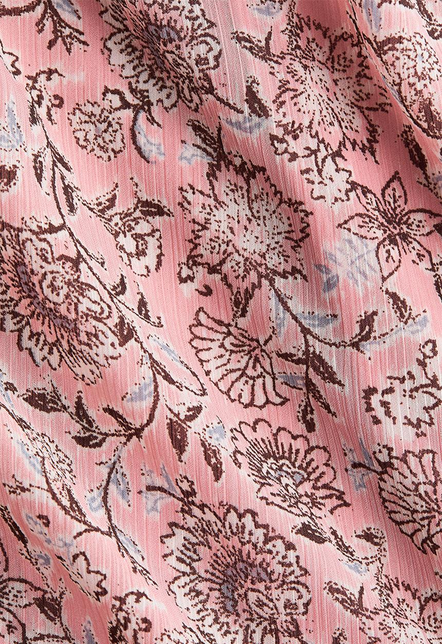 H&M - Button-detail crinkled dress - pink/floral