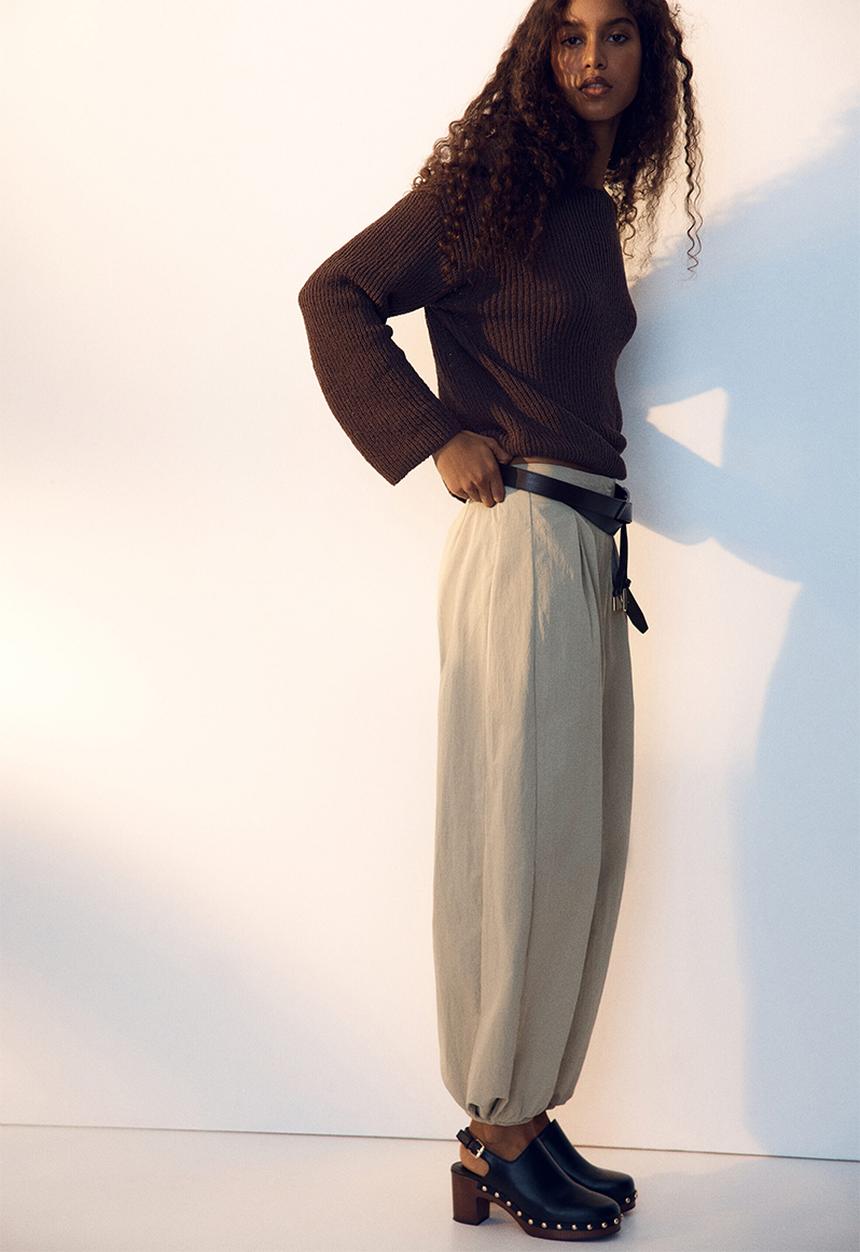 H&M - Balloon-leg nylon trousers - beige