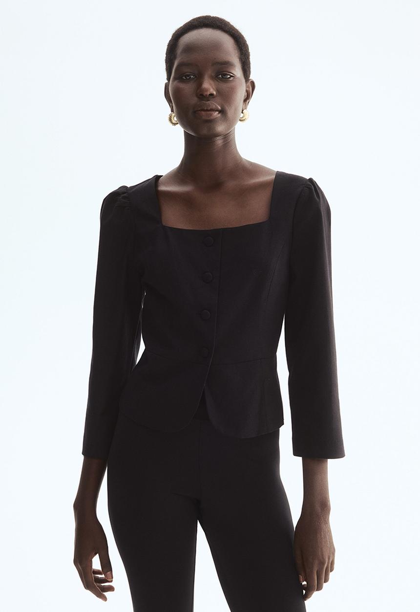 H&M - Square-neck blazer - black