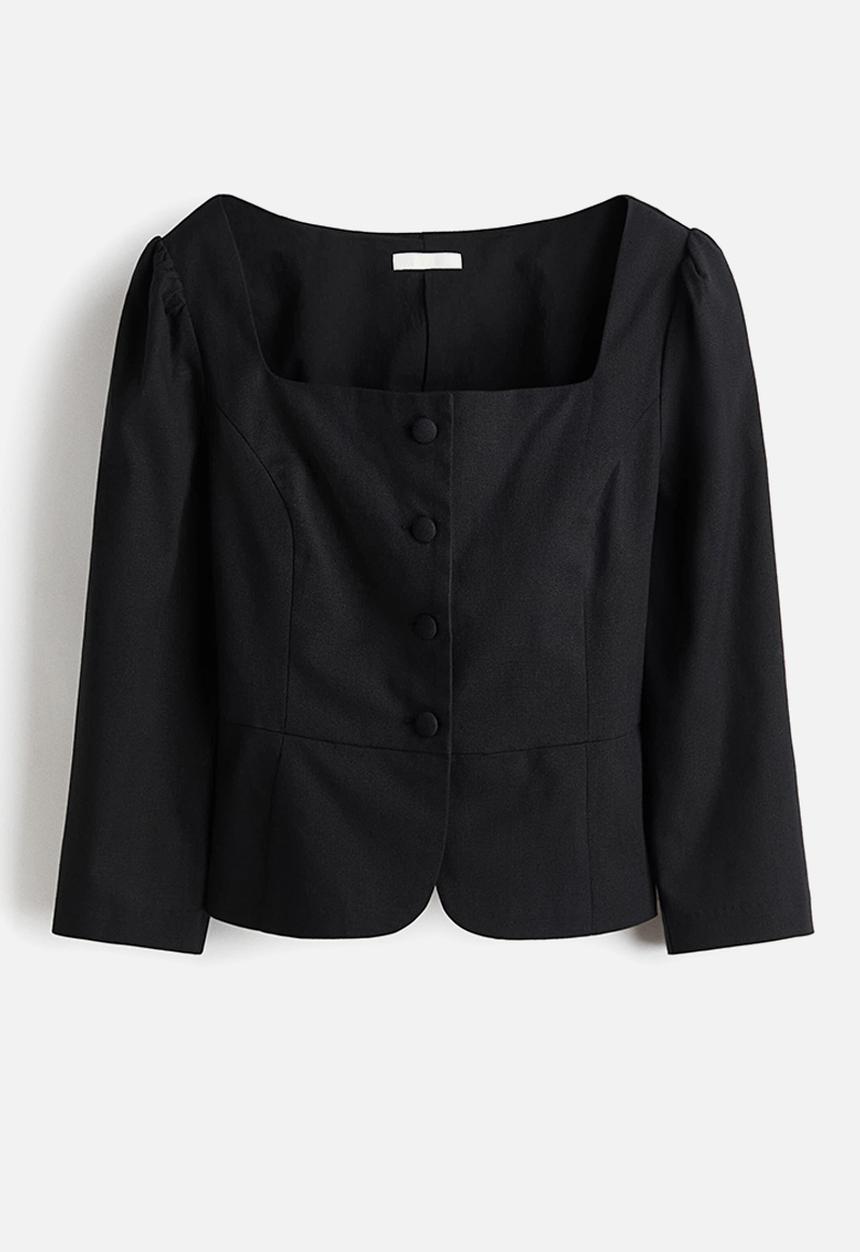H&M - Square-neck blazer - black